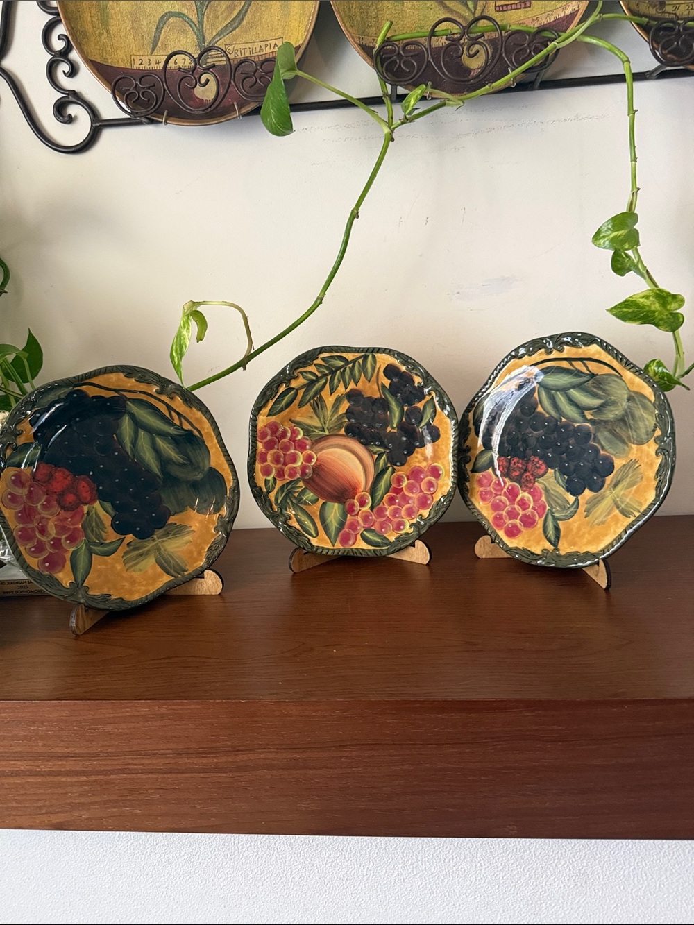 Vintage Raymond Waites Renaissance  Fruit Set Of 3 Salad Plates